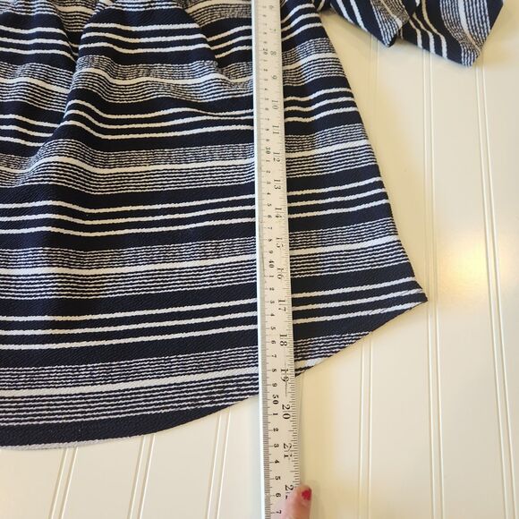 Moa Moa Large Blue White Striped Short Sleeve Blouse - Picture 5 of 9